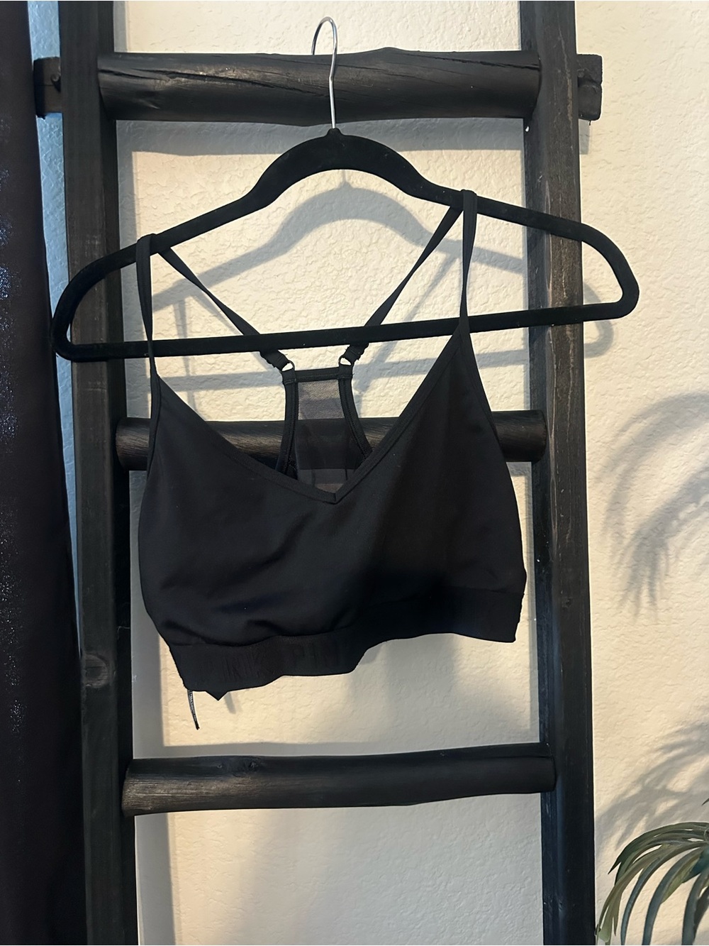 PINK Victoria's Secret Black Strappy Sports Bralette